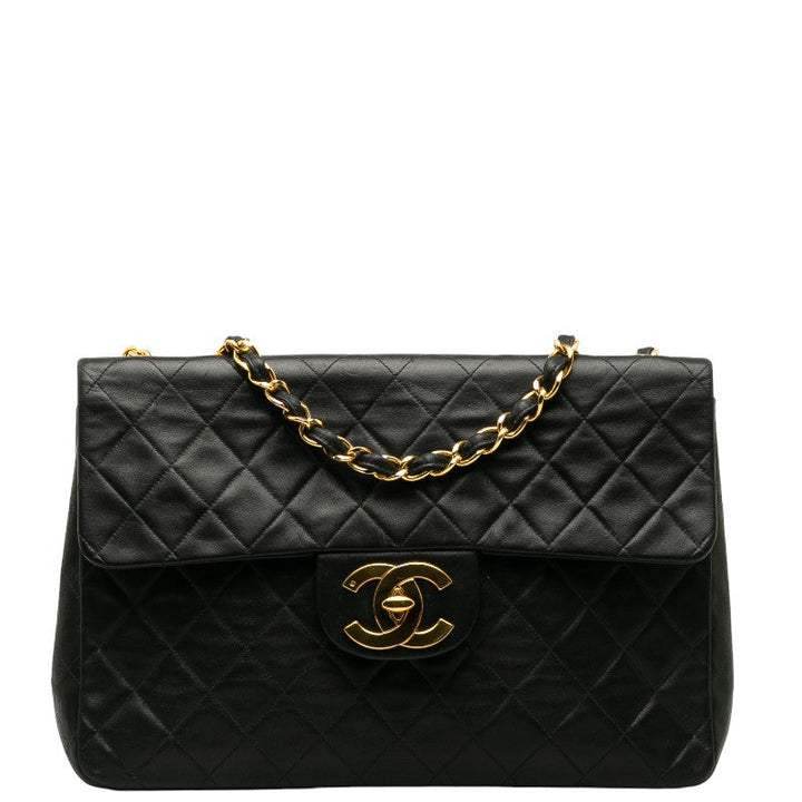 Top Quality Chanel Deca Matlasse 33 Single Flap Chain Shoulder Bag Black Lambskin