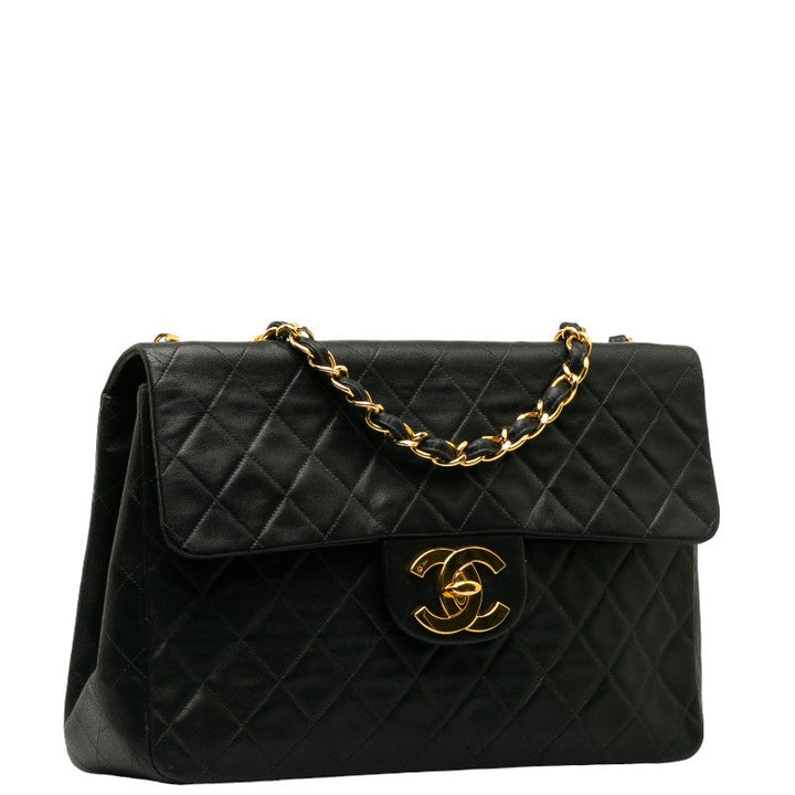 Top Quality Chanel Deca Matlasse 33 Single Flap Chain Shoulder Bag Black Lambskin