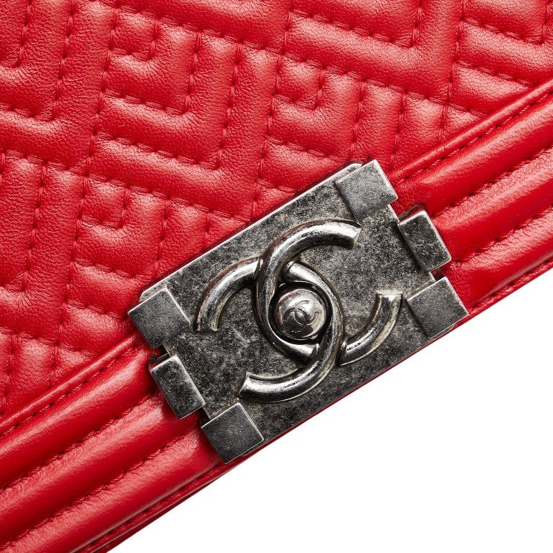 Top Quality Chanel Boy 25 Red Lambskin Chain Shoulder Bag