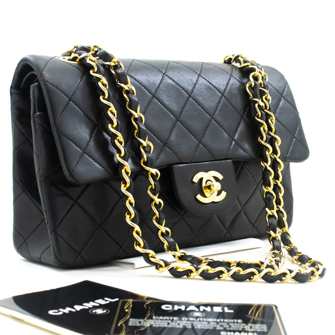 Top Quality Chanel Classic Double New 9" Chain Shoulder Bag Black Lambskin