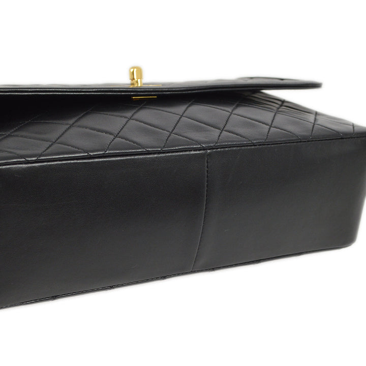 Top Quality Chanel Black Lambskin Straight Flap Shoulder Bag