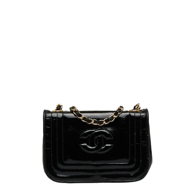 Top Quality Chanel Coco Mark Mini Shoulder Bag Black Enamel