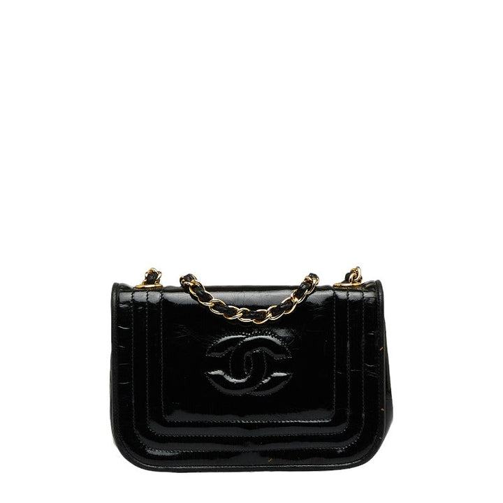 Top Quality Chanel Coco Mark Mini Shoulder Bag Black Enamel