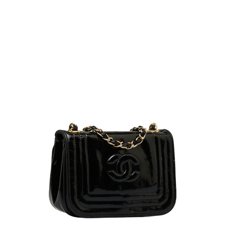 Top Quality Chanel Coco Mark Mini Shoulder Bag Black Enamel