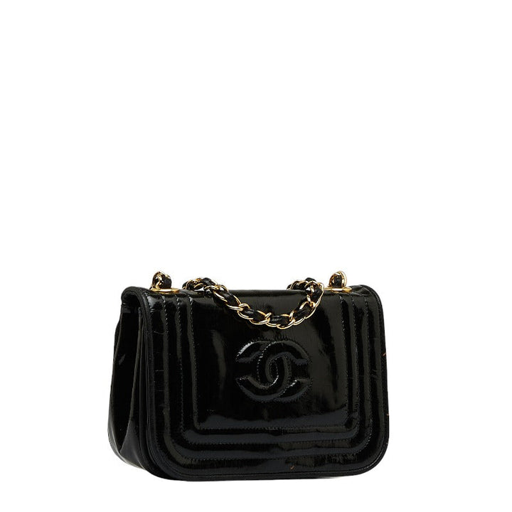 Top Quality Chanel Coco Mark Mini Shoulder Bag Black Enamel