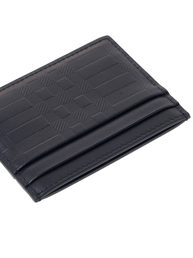 Burberry Embossed Check Leather Card Wallet Black