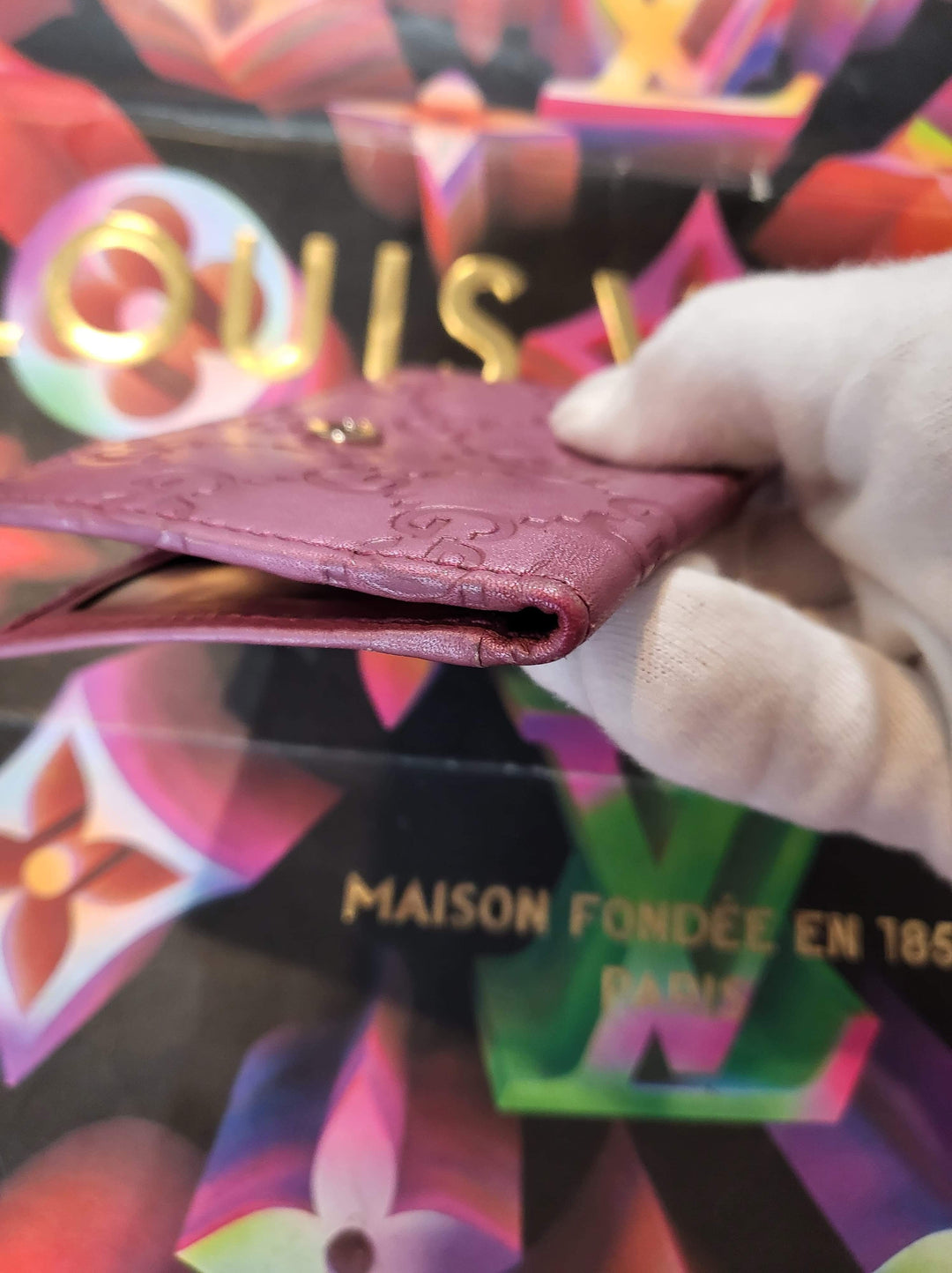 Authentic Gucci Metallic Guccissima Heart Travel Wallet