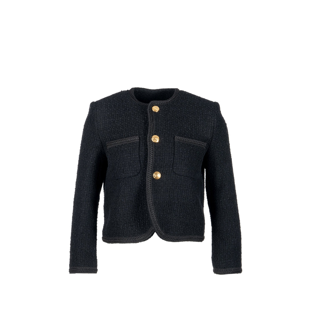 Top Quality Celine Size 34 Chasseur Jacket Tweed Black