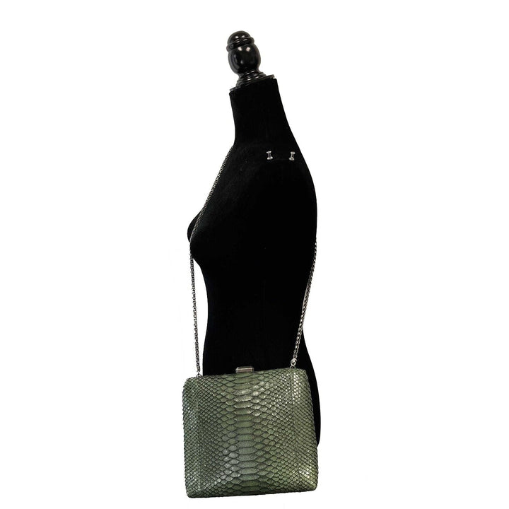 Chanel - Python Snakeskin Green CC Kiss lock Shoulder Bag / Crossbody
