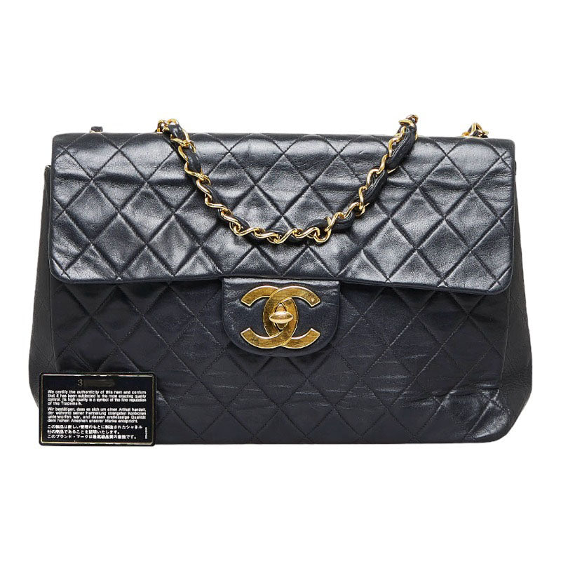 Top Quality Chanel Deca Flap Shoulder Bag Black Lambskin Ladies