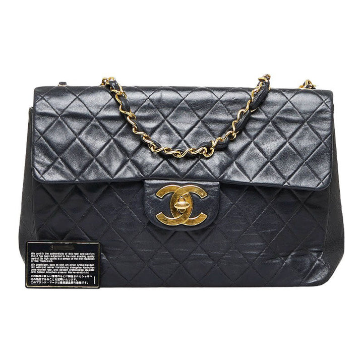 Top Quality Chanel Deca Flap Shoulder Bag Black Lambskin Ladies
