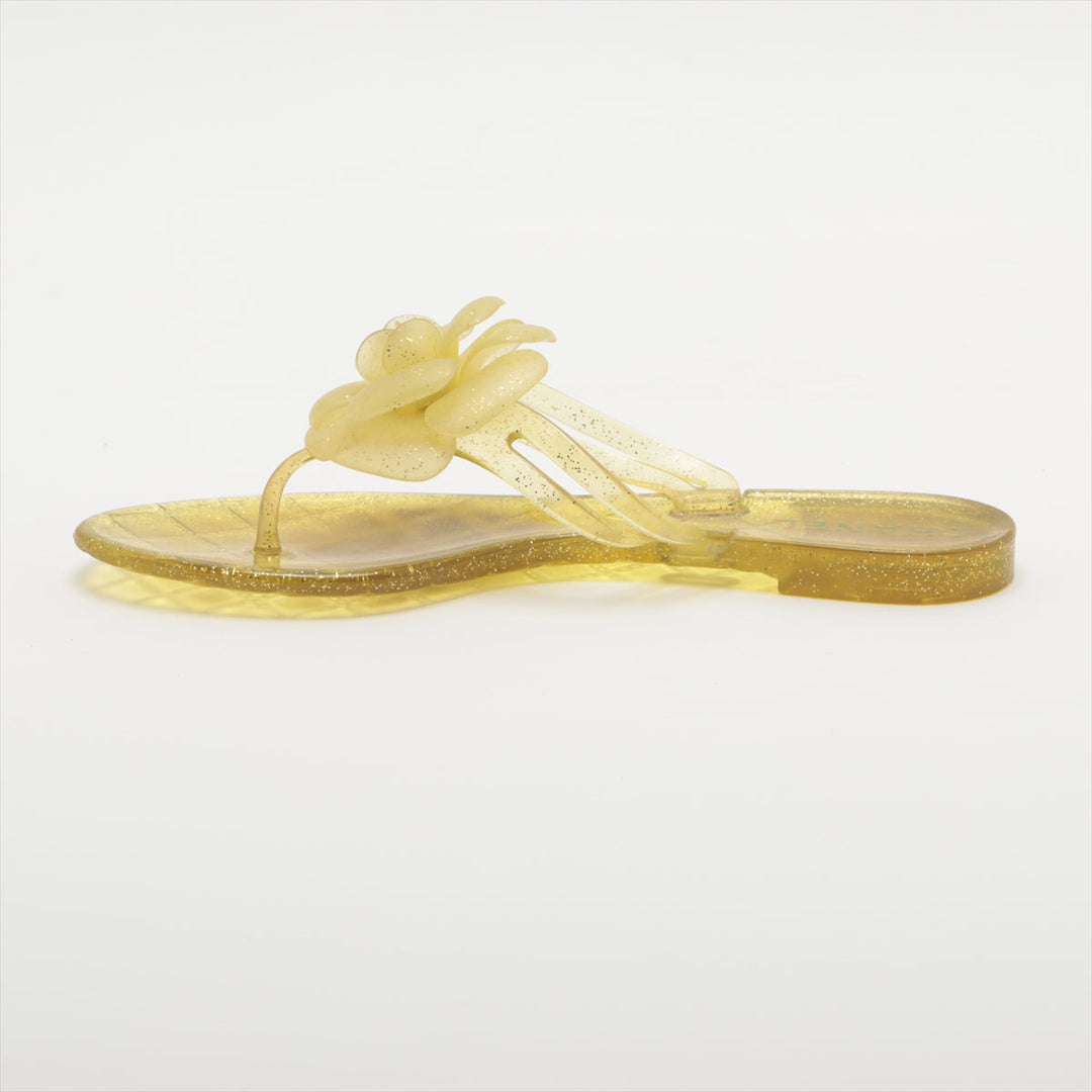 Top Quality Chanel Coco Camellia Laver Beach Sandal 36  Yellow Earl
