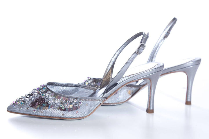 Rene Caovilla Silver Slingbacks SZ 37