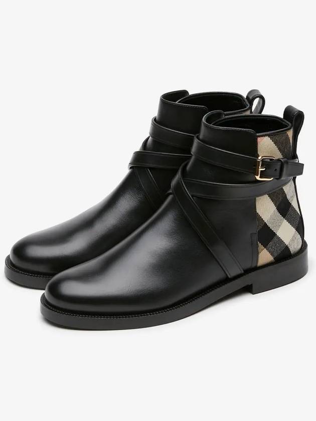 Burberry House Checked Leather Chelsea Boots Black