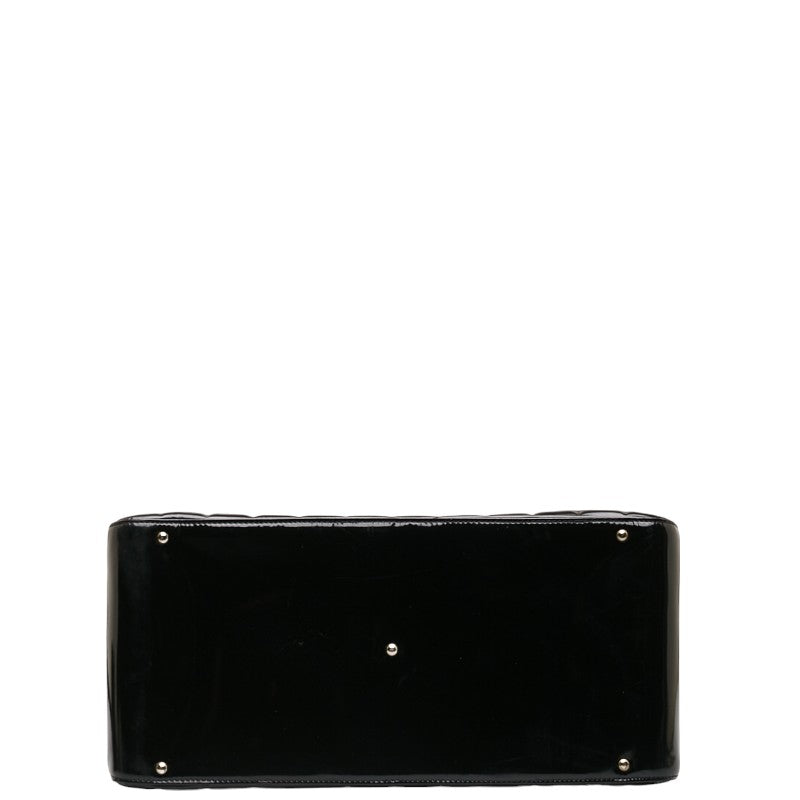 Top Quality Chanel Chocolate Bar Coco Mini Boston Bag Handbag Black Patent Leather Leather  CHANEL