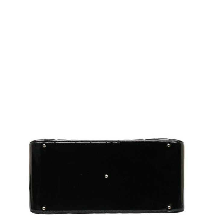 Top Quality Chanel Chocolate Bar Coco Mini Boston Bag Handbag Black Patent Leather Leather  CHANEL