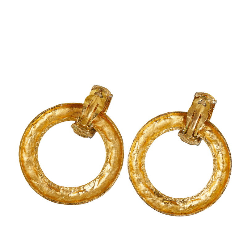 Top Quality Chanel Vintage Matelasse Circle Earrings Gold Plated