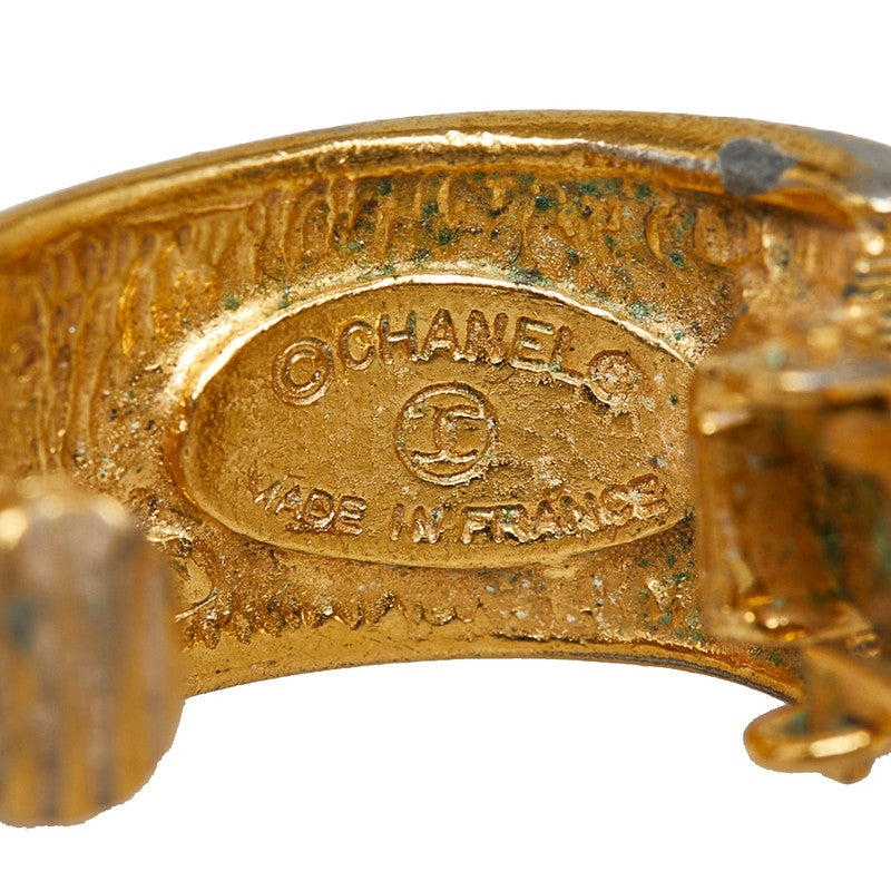 Top Quality Chanel Vintage Matelasse Circle Earrings Gold Plated