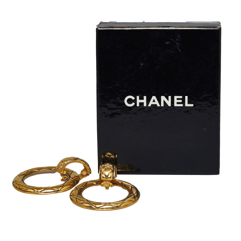Top Quality Chanel Vintage Matelasse Circle Earrings Gold Plated