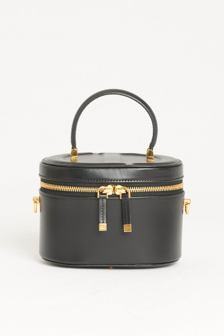 2023 Black Leather CD Signature Vanity Case Crossbody