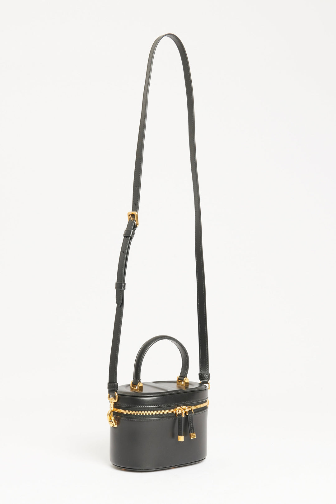 2023 Black Leather CD Signature Vanity Case Crossbody