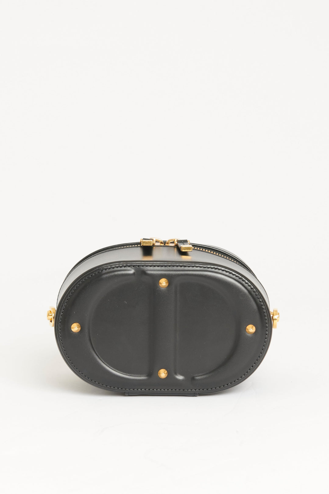 2023 Black Leather CD Signature Vanity Case Crossbody