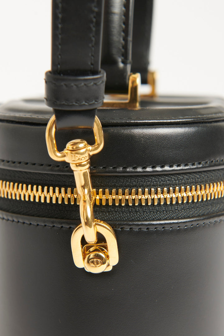 2023 Black Leather CD Signature Vanity Case Crossbody