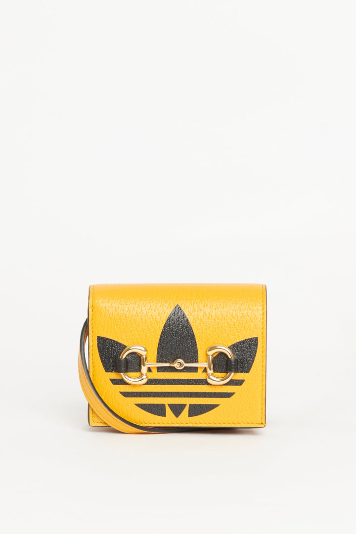 Gucci x Adidas Mustard Yellow 1955 Card Holder Mini Crossbody Bag