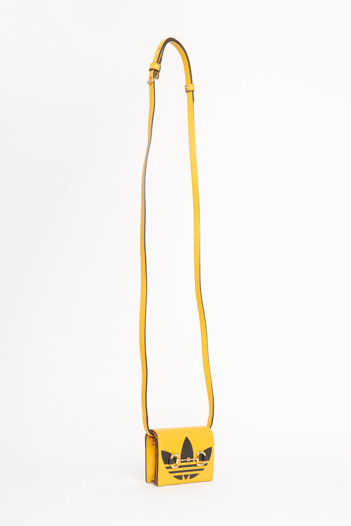 Gucci x Adidas Mustard Yellow 1955 Card Holder Mini Crossbody Bag
