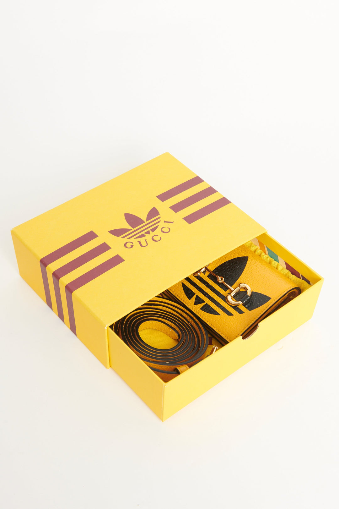 Gucci x Adidas Mustard Yellow 1955 Card Holder Mini Crossbody Bag