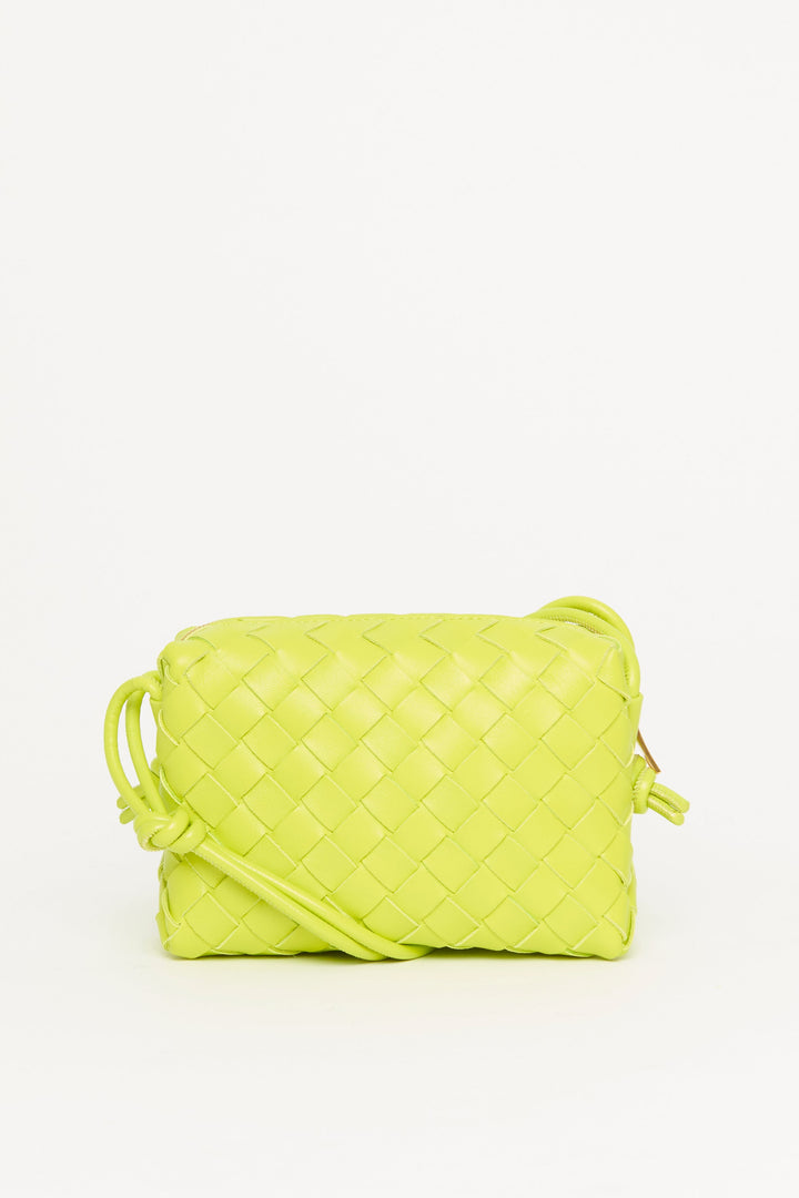 Acid Kiwi Nappa Mini Loop Intrecciato Crossbody Bag