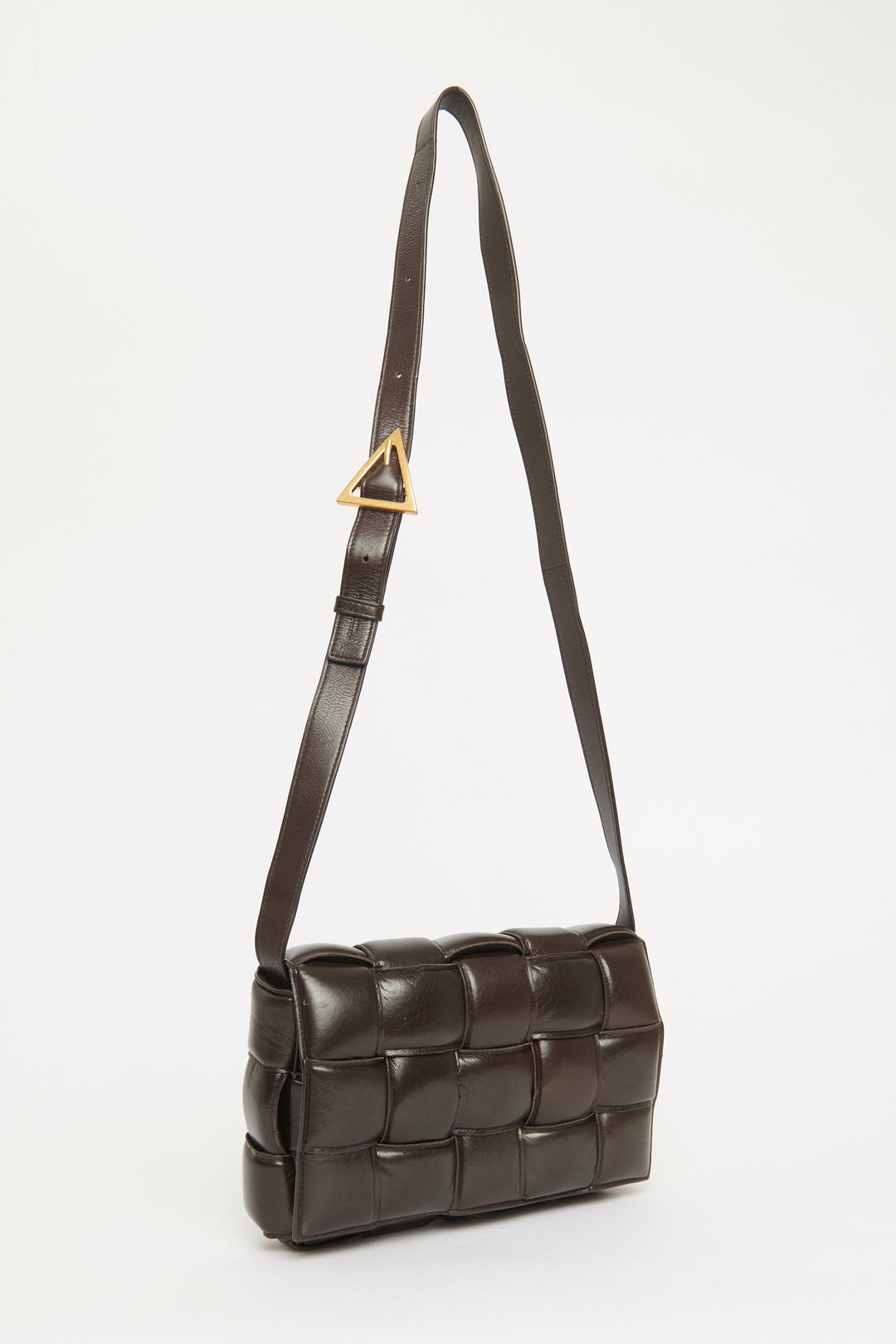 2019 Chocolate Brown Leather Cassette Crossbody Bag