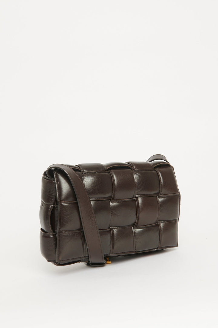 2019 Chocolate Brown Leather Cassette Crossbody Bag