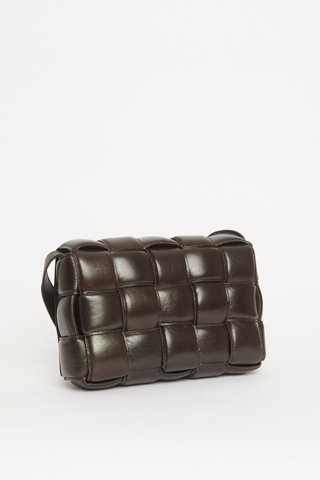 2019 Chocolate Brown Leather Cassette Crossbody Bag