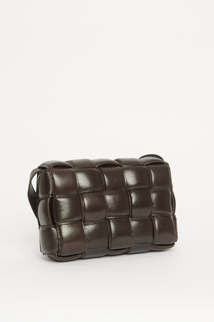 2019 Chocolate Brown Leather Cassette Crossbody Bag