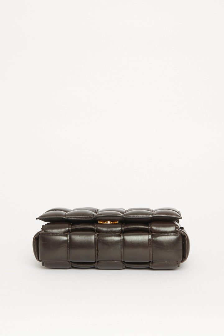 2019 Chocolate Brown Leather Cassette Crossbody Bag