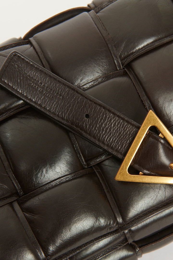 2019 Chocolate Brown Leather Cassette Crossbody Bag