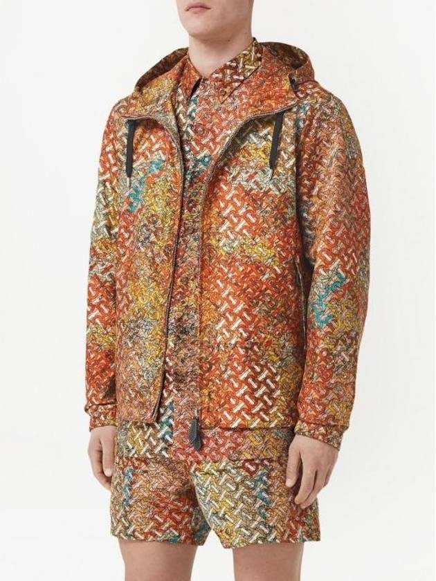 Burberry Printed Silk Hooded Jacket Orange