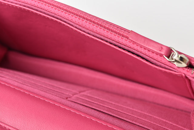 Top Quality Chanel Lambskin Chain Wallet Shoulder Bag Pink Silver Hardware