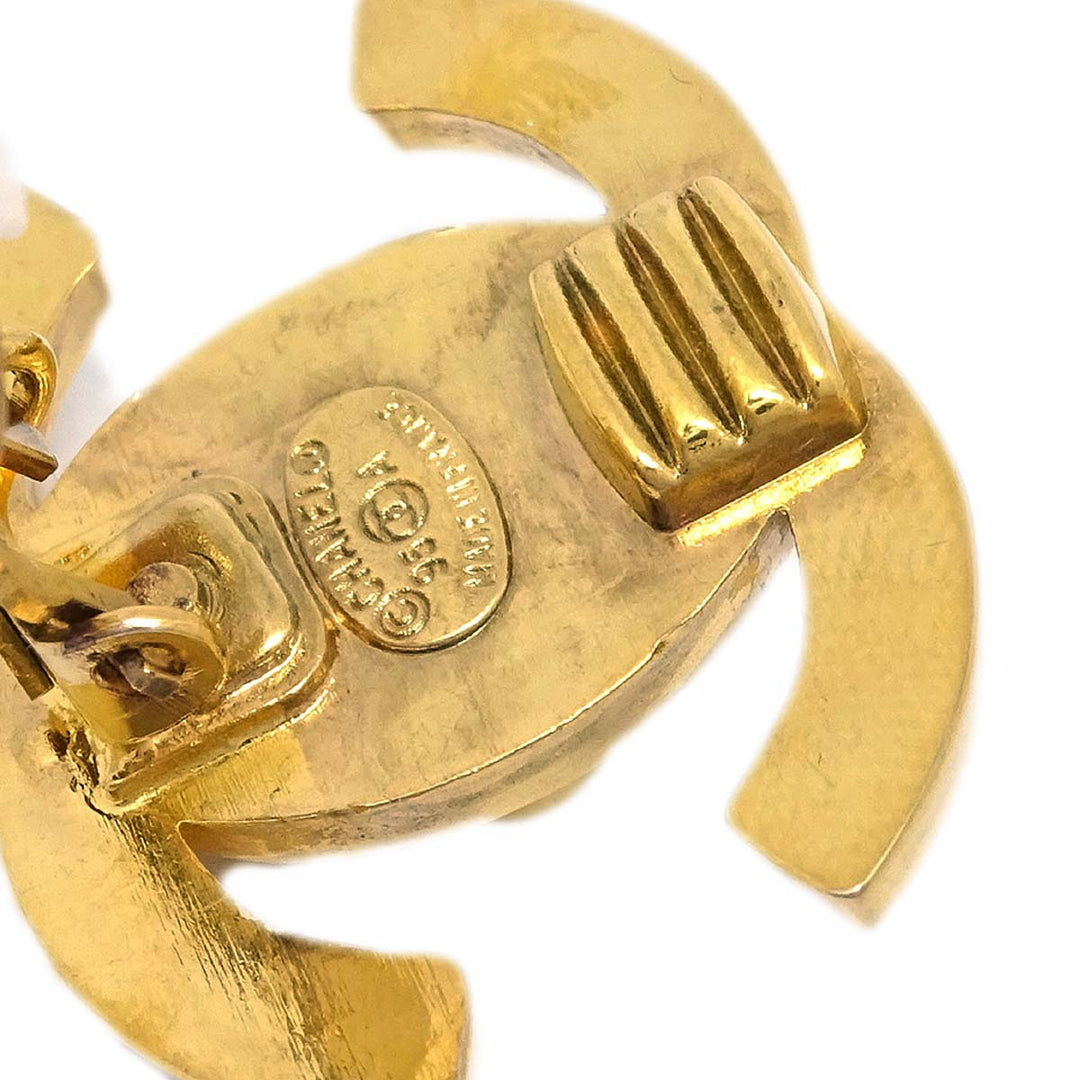 Top Quality Chanel 1995 CC Turnlock Earrings Clip-On Gold Large