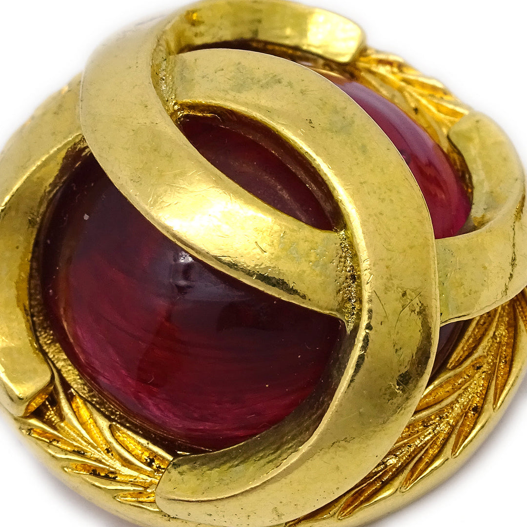 Top Quality Chanel Bijou Button Earrings Gold Clip-On