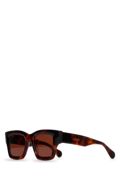 GOLD TONE RAFFIA SQUARE FRAME SUNGLASSES