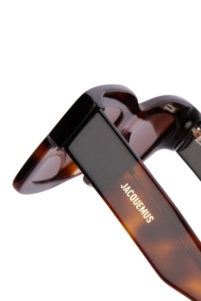 GOLD TONE RAFFIA SQUARE FRAME SUNGLASSES
