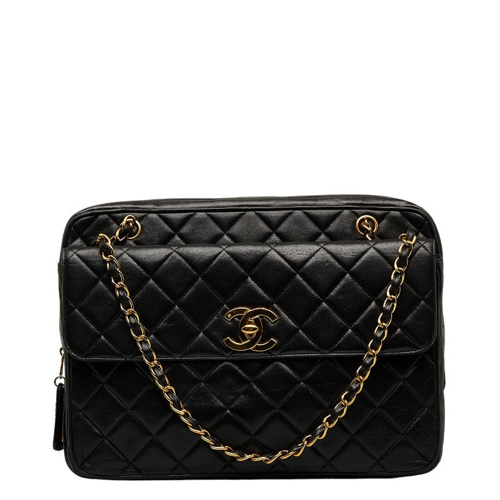 Top Quality Chanel Black Lambskin Chain Shoulder Tote Bag