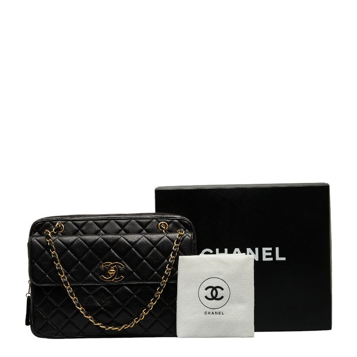 Top Quality Chanel Black Lambskin Chain Shoulder Tote Bag