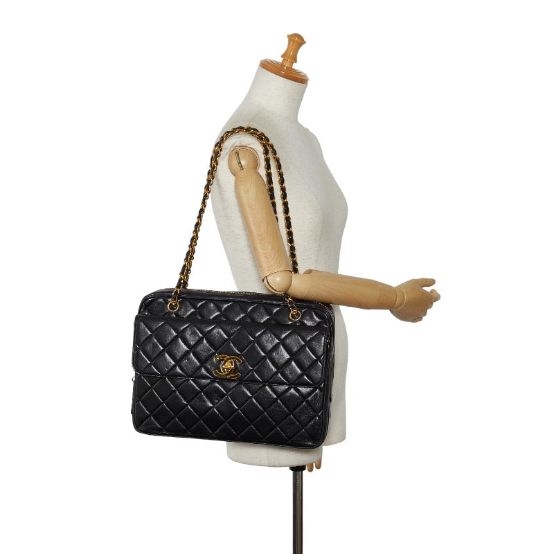Top Quality Chanel Black Lambskin Chain Shoulder Tote Bag