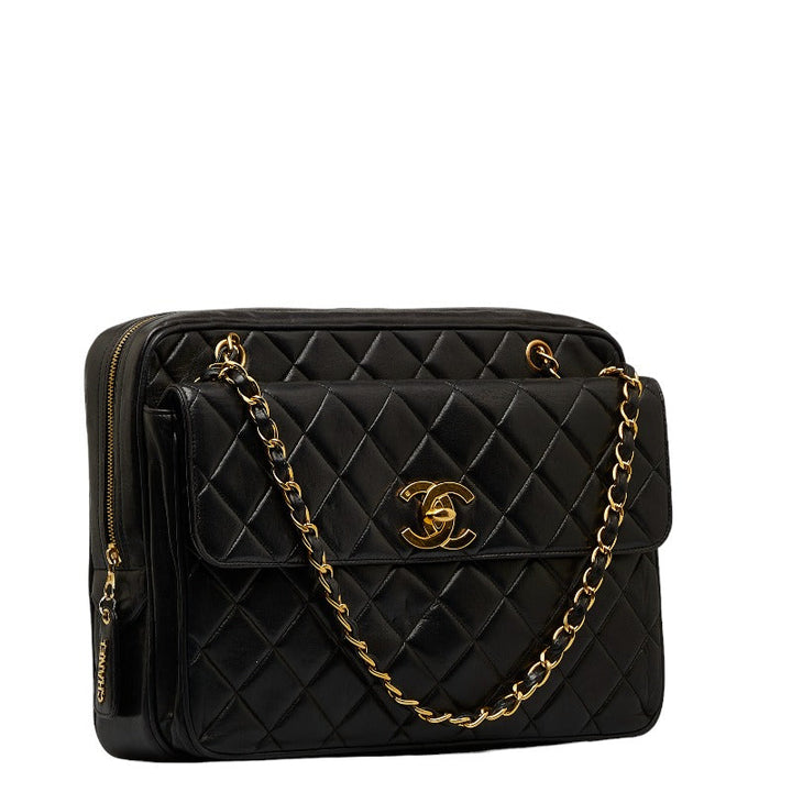 Top Quality Chanel Black Lambskin Chain Shoulder Tote Bag