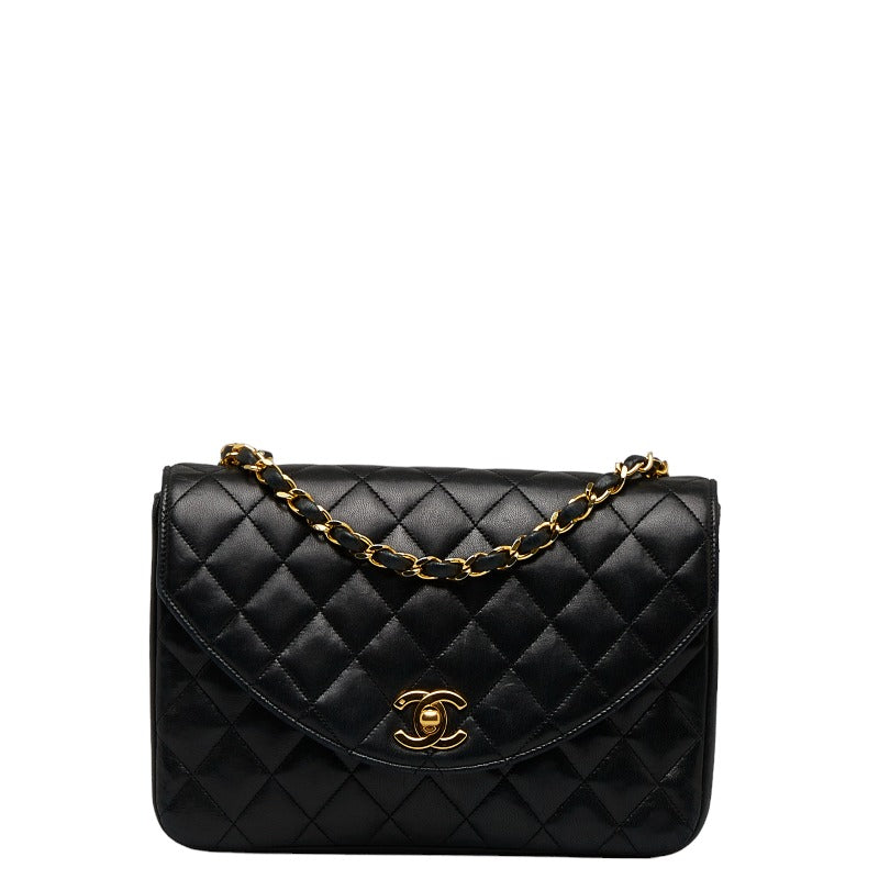 Top Quality Chanel Vintage Matlasse Chain Shoulder Bag Black Lambskin