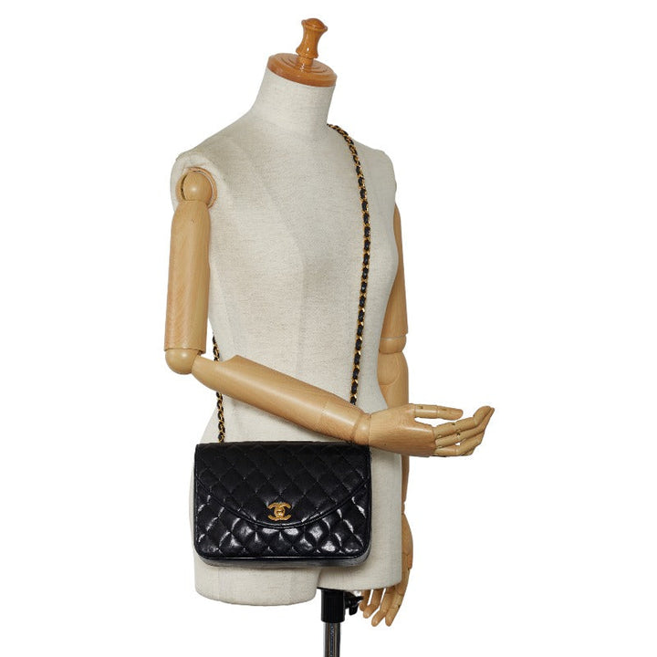 Top Quality Chanel Vintage Matlasse Chain Shoulder Bag Black Lambskin