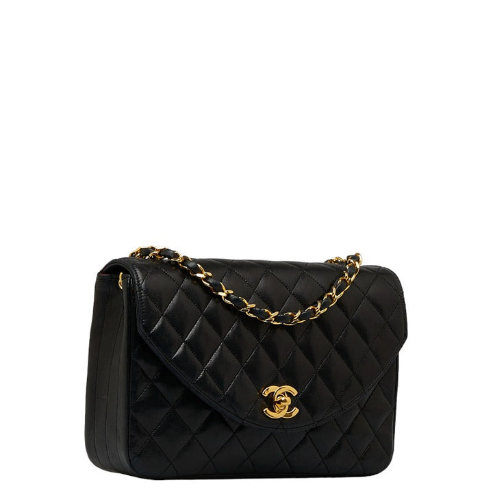 Top Quality Chanel Vintage Matlasse Chain Shoulder Bag Black Lambskin